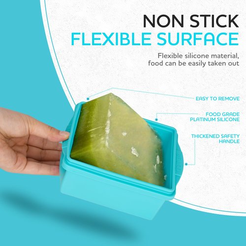 Xomoo 2 Cup Silicone Freezer Trays with Lids, Silicone Soup Freezer Molds - Leakproof, BPA-Free, Stackable, Microwave & Dishwasher Safe, Perfect for Soups, Sauces, Meal Prep, and Baked Goods - 4 Pack