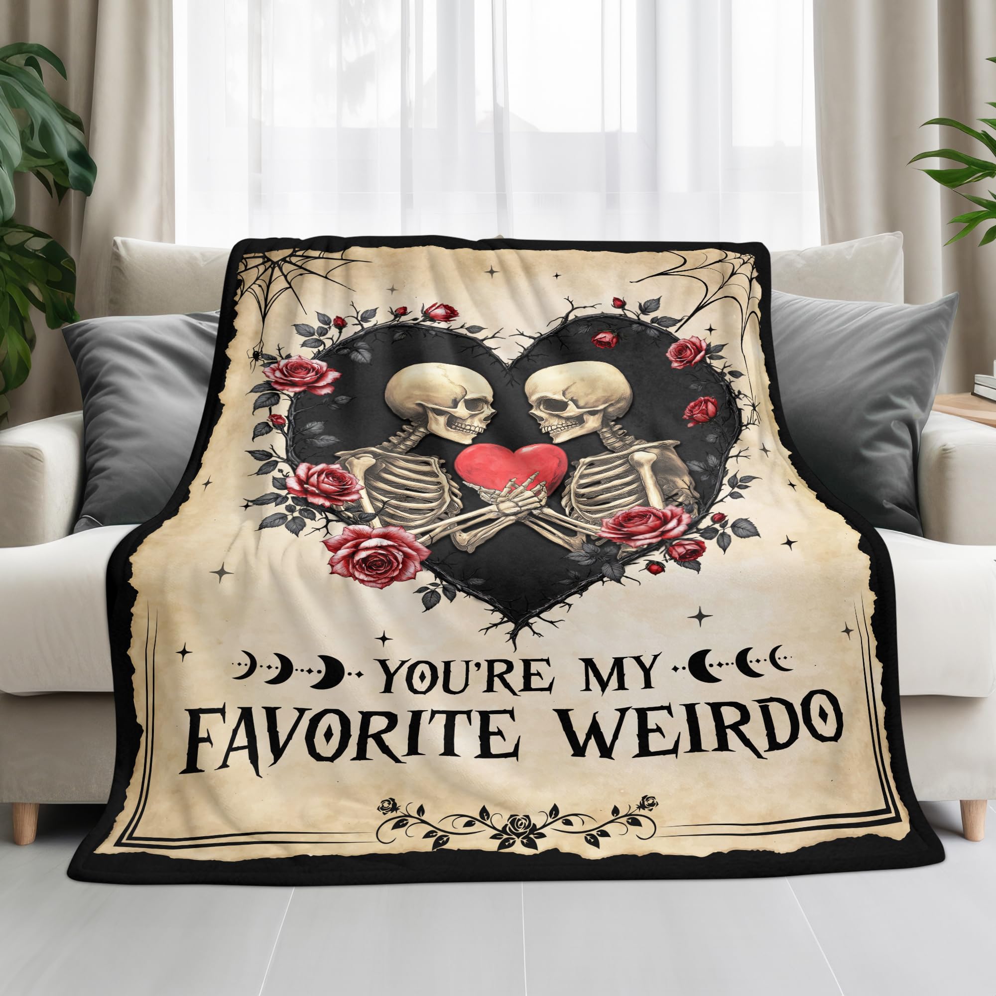 GEEMBI Anniversary Couples Gifts for Women Men - Fleece Throw Blanket for Couch Bed 50x60 in - Wedding Anniversary Birthday Gifts for Boyfriend Girlfriend Her Him Wife Husband, Gothic Blanket