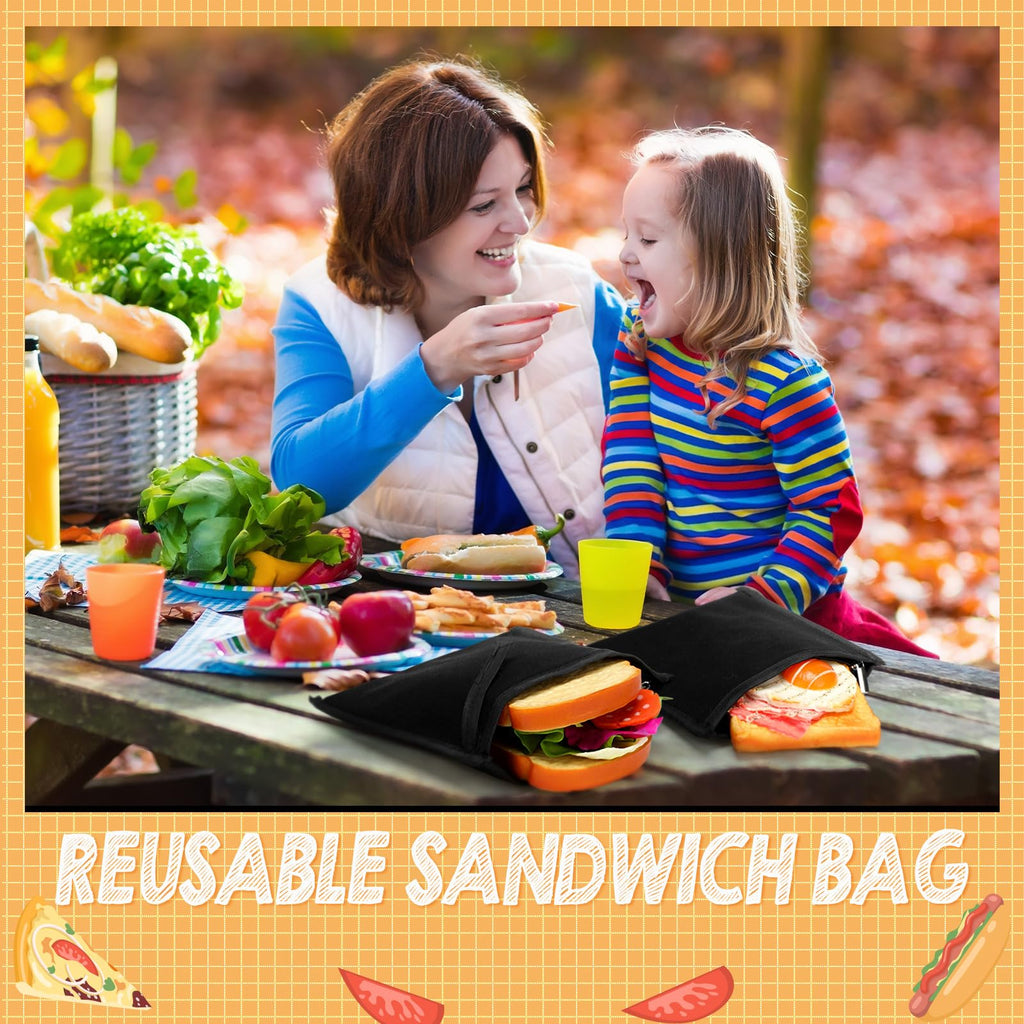 Reallnaive 4 Set Insulated Sandwich Bags Reusable Lunch Bags Small Thermal Snacks Pouch Washable Reusable for Picnic, Travel, Office, Classroom, School(1 Sizes,Basic Design)
