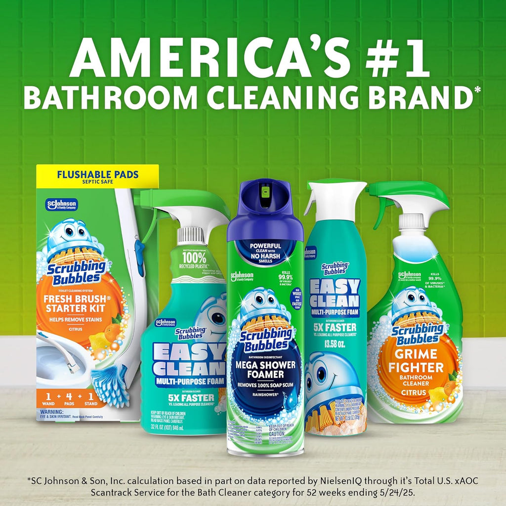 Scrubbing Bubbles Toilet Bowl Cleaning System - Citrus Scent with 4 Flushable Refill Pads & Stand