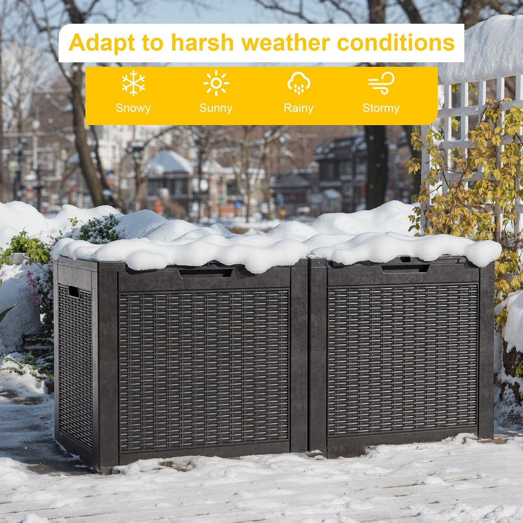 Skiennix 37 Gallon Outdoor Deck Box - Lockable Waterproof Storage for Garden Tools & Cushions | Black