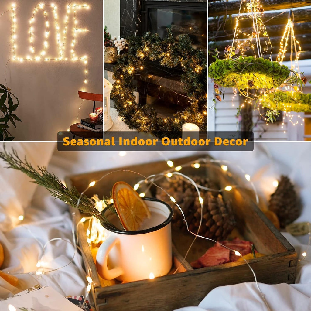 Skiennix 12 Pack Fairy Lights - Battery Operated 7ft Mini String Lights | Warm White Twinkle Lights for Weddings & Parties