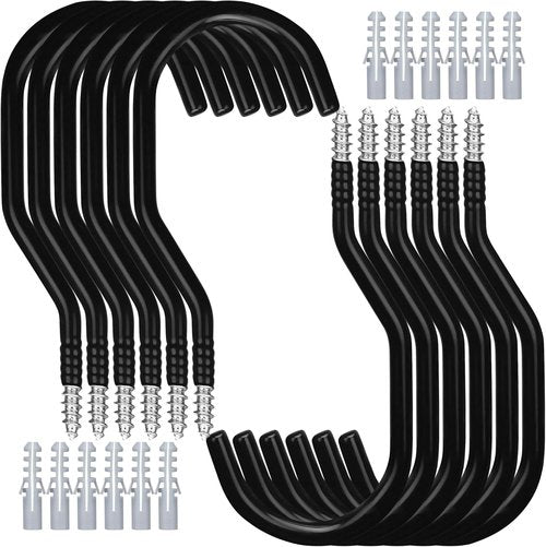 HORUSDY Heavy Duty Bike Hooks - 12 Pack, 6 Inch, 100LBS Capacity for Garage Wall & Ceiling Storage