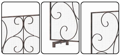 Kingson Single Panel Decorative Flat Fireplace Screen Cover Handcrafted Durable Metal Mesh, Heat-Resistant Free Standing Fireplace Spark Guard Mesh 37.8" L x 8.8" W x 30.7" H Brushed Copper