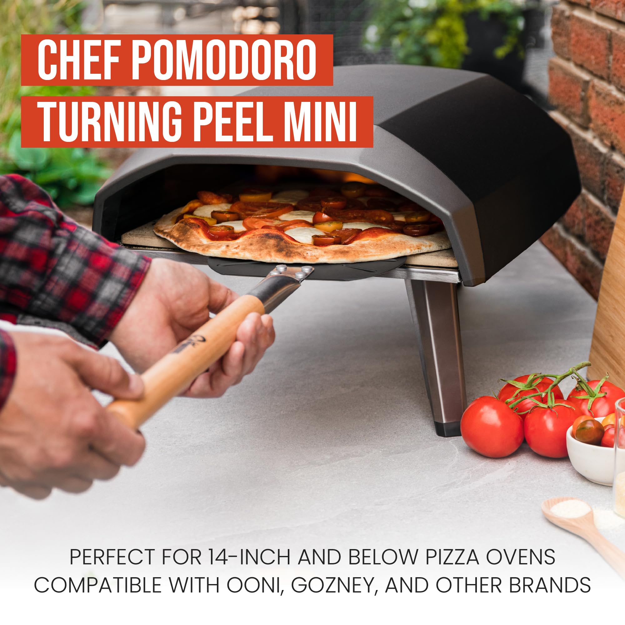 Chef Pomodoro Aluminum Turning Pizza Peel with Detachable Wood Handle for Easy Storage, Pizza Turner, Pizza Turning Peel, Luxury Pizza Paddle for Baking Homemade Pizza Bread (9-Inch)