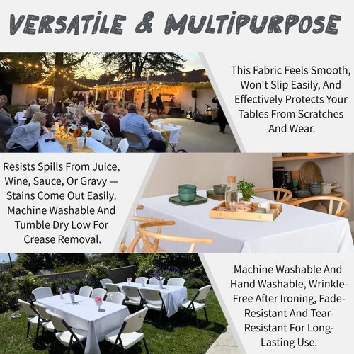 8 Pack White Table Cloth Rectangle Table Cloths for 8 Foot Rectangle Tables 60 X 126 Inch Washable Polyester Table Covers, Reusable & Wrinkle Resistant for Weddings, Parties, Events, and Everyday Use