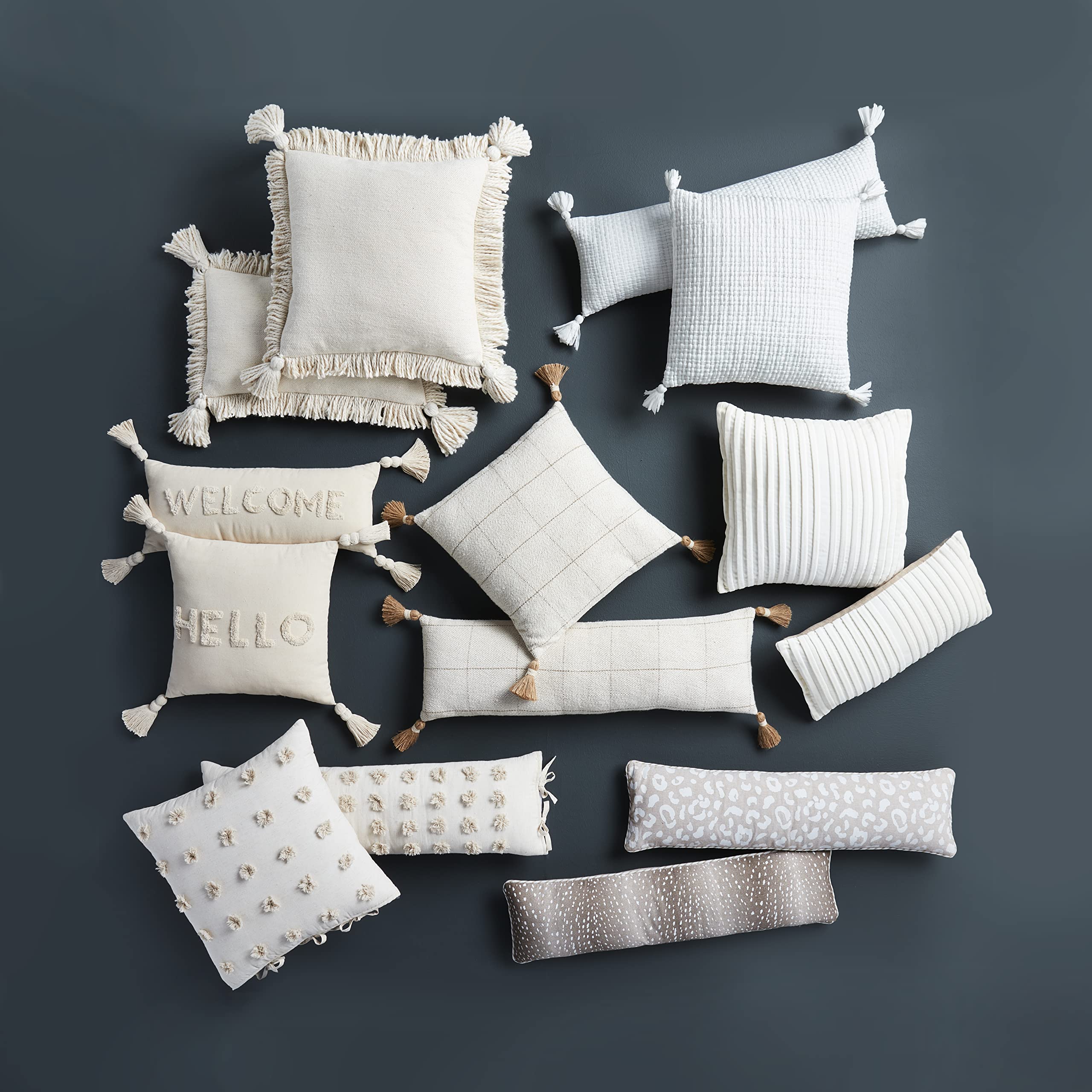 Mud Pie Fringe Tassel Pillow, 20" x 20", Square