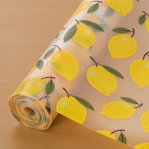 Cooyes Shelf Liner, Non-Adhesive Cabinet Liners for Kitchen Drawers, Shelves, Refrigerator, Pantry Storage, Bathroom Closet, Fridge, Durable Waterproof EVA Mats(11.8" W x 118" L, Yellow Lemon)