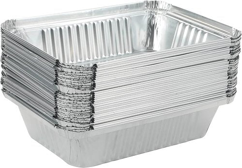 25-Pack Disposable Aluminum Foil Pans by [Brand Name] - Heavy-Duty Takeout Tins with Lids, 8.5x6.3”