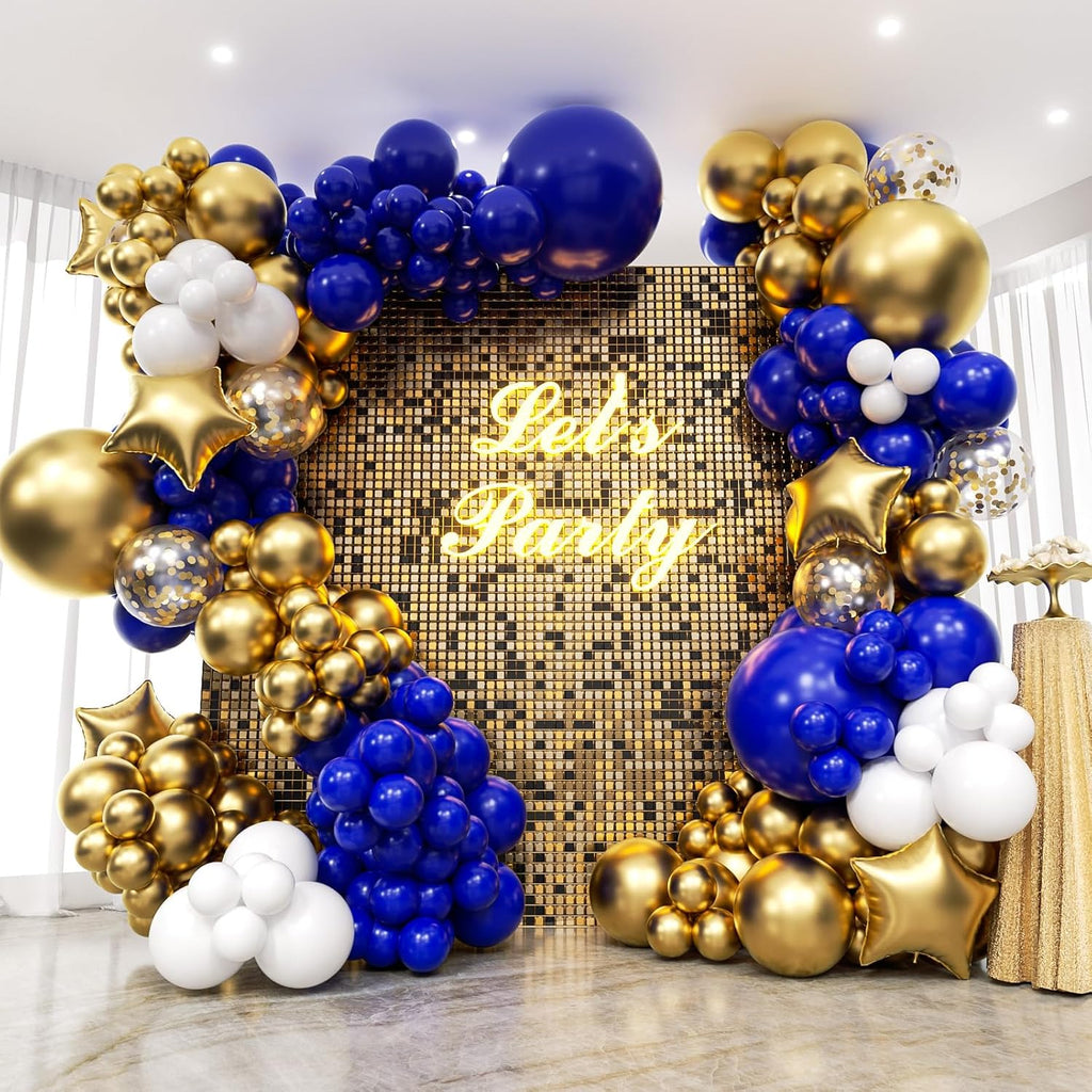 Royal Blue and Gold Balloon Arch Garland Kit by 187PCS - Perfect for Baby Showers, Weddings & Parties | 5-18 Inch Balloons
