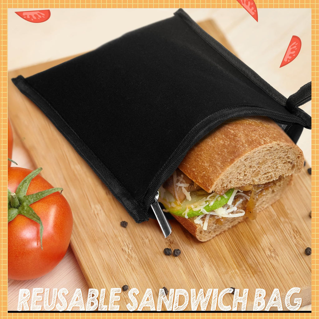 Reallnaive 4 Set Insulated Sandwich Bags Reusable Lunch Bags Small Thermal Snacks Pouch Washable Reusable for Picnic, Travel, Office, Classroom, School(1 Sizes,Basic Design)