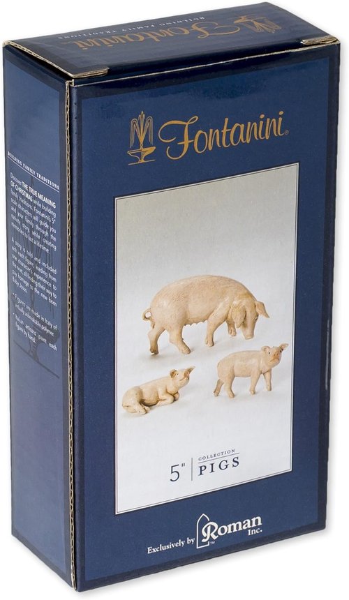 Fontanini by Roman Inc. | Hand Sculpted Pig Family Nativity Figure - 5" Animals Collection