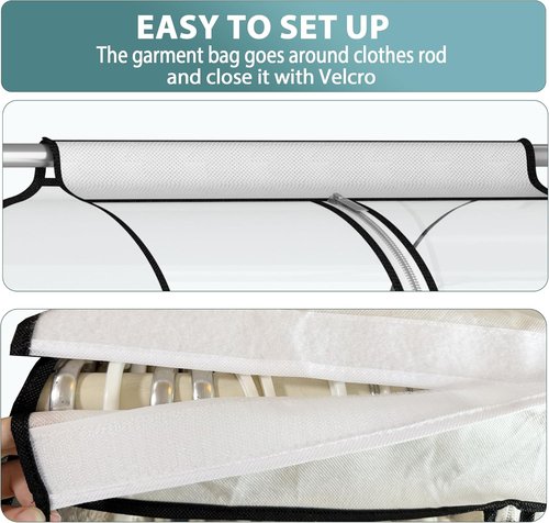 Liuoud 22” Gusseted Garment Bags - Clear Clothes Covers for Closet Storage | 2 Pack, 60” Long