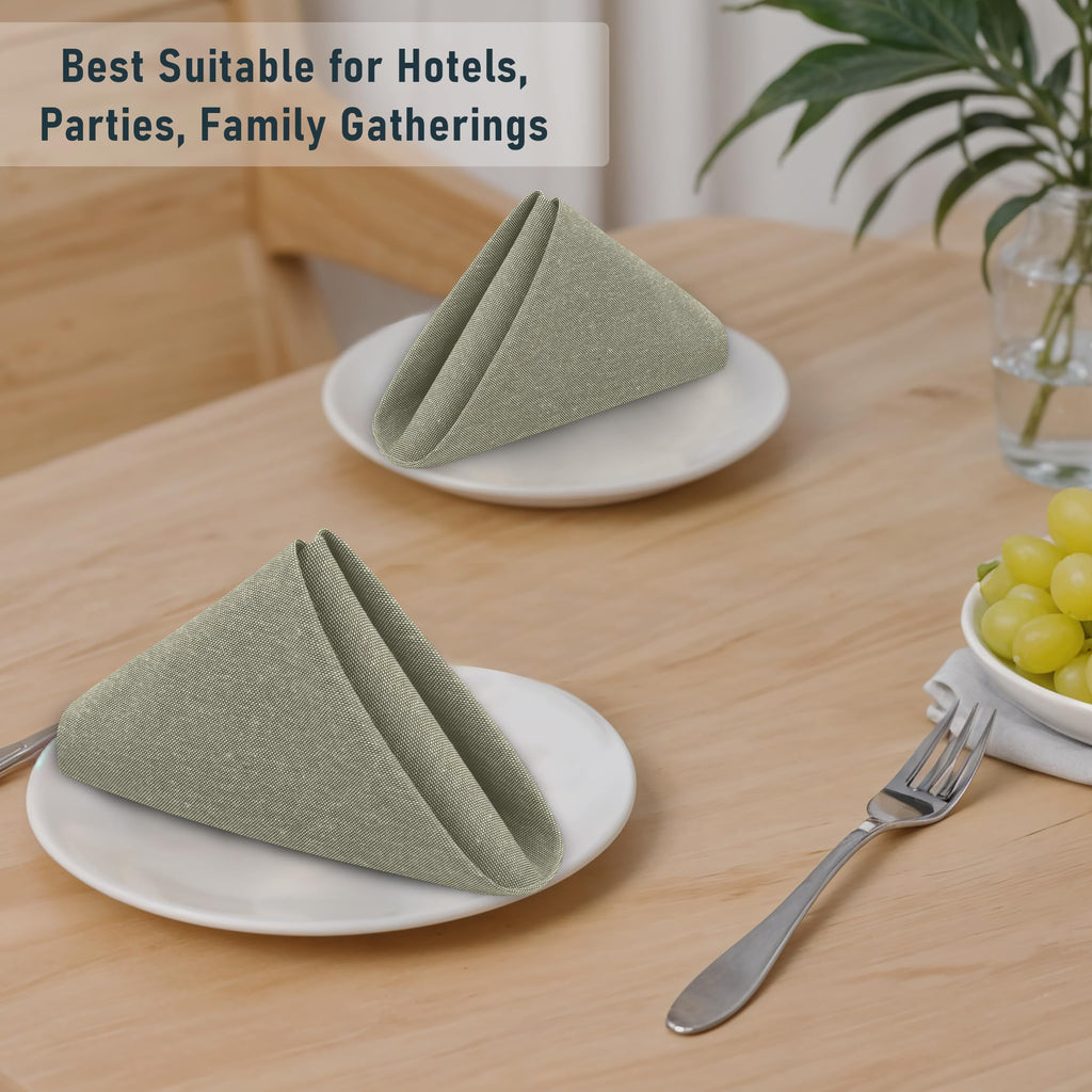 Ruvanti Cloth Napkins Set of 12, 18x18 Reusable Napkins Cloth Washable, Soft & Durable Table Napkin, Poly Cotton Fabric Dinner Napkins for Parties, Christmas, Thanksgiving, Weddings - Olive Branch