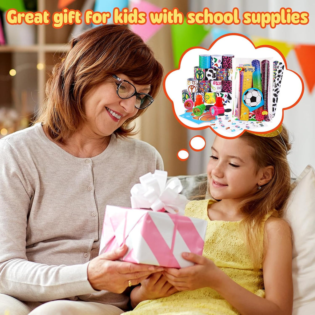 BenLouis Kids' Party Favor Set - 120 Pcs Stampers, Pencils & Stickers for Birthdays | Classroom Rewards