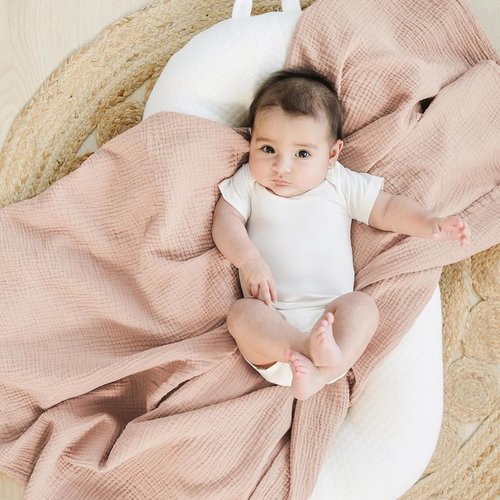 Konssy Muslin Swaddle Blankets - Soft & Breathable 2-Pack Baby Receiving Blankets | Large 47 x 47 Inches (Pink, Floral)