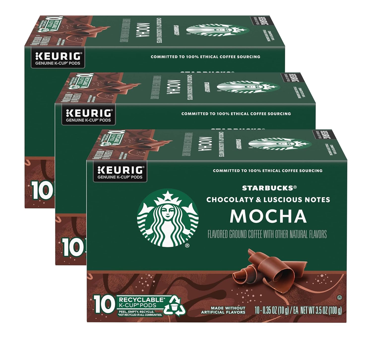 Starbucks Mocha Flavored Coffee K-Cup Pods - Genuine Keurig Pods, 10 CT Per Box | Pack of 3 Boxes
