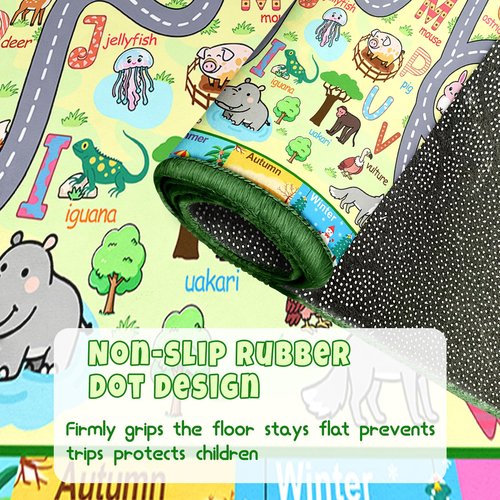 HBUFBUQ Kids Rugs for Playroom 4.5x6 Feet Educational Area Rug with Alphabet Animals Numbers Non Slip Baby Play Mat for Nursery Bedroom Classroom Floor Decor
