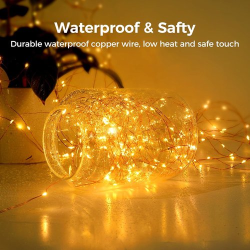 Ariceleo USB Powered Fairy Lights - 100 LED Twinkle String Lights with Remote & Timer | Silver Wire, 65.6 ft, Waterproof, Warm White