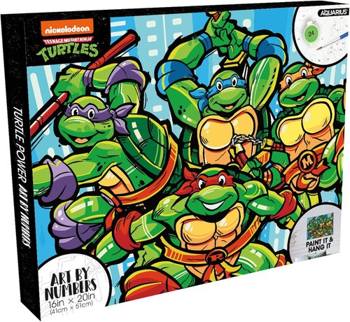 Aquarius Teenage Mutant Ninja Turtles Art by Numbers Painting Kit - 16x20 Stretched Canvas, 24 Paints & 3 Brushes, Ready to Hang