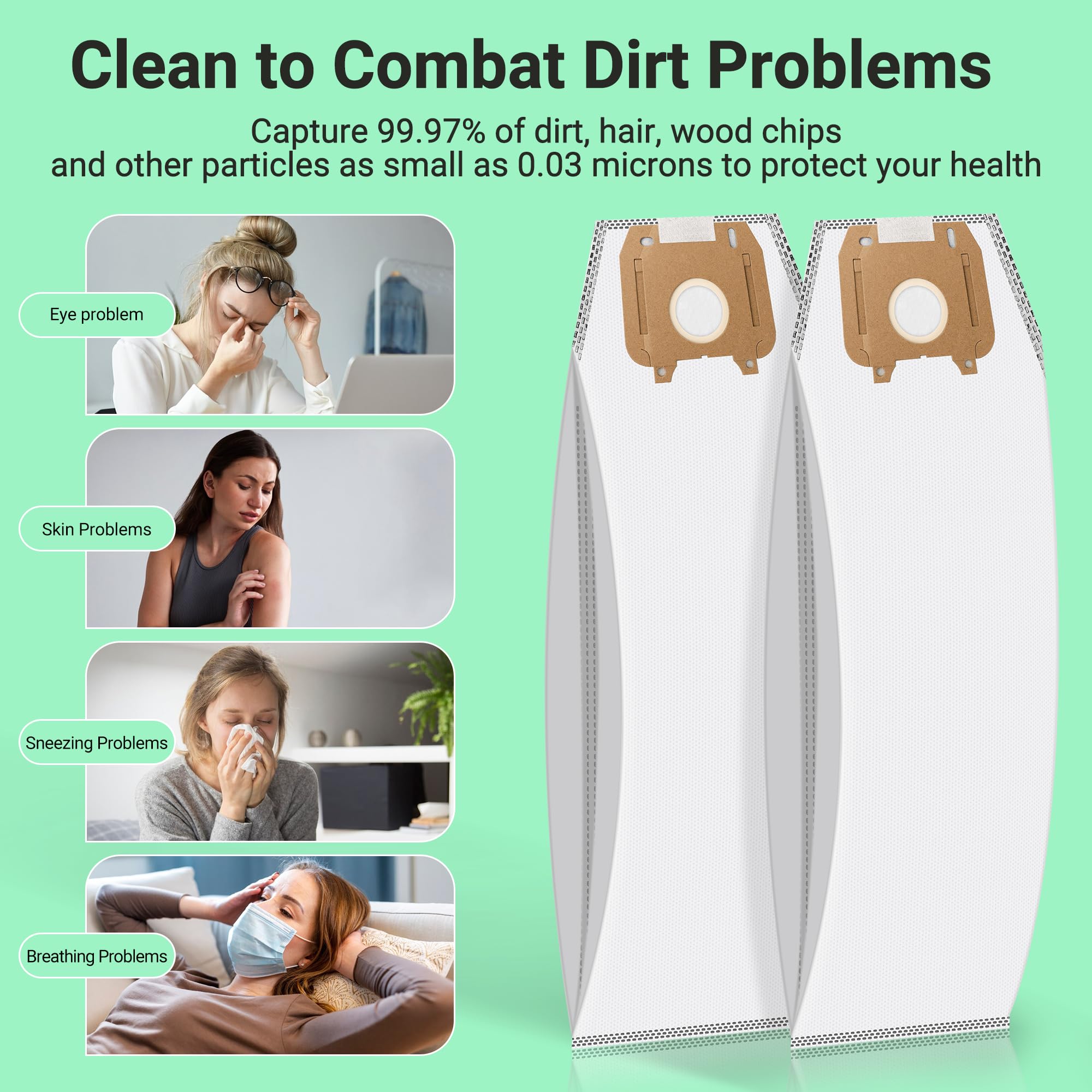 6 Pack Type LW HEPA Vacuum Cleaner Bags Compatible with Oreck Magnesium Upright Vacuum, Part # LWPK6OH LWPK25OH, LWPK3OH, Odor Fighting vavuum cleaner bags by PETOX, White