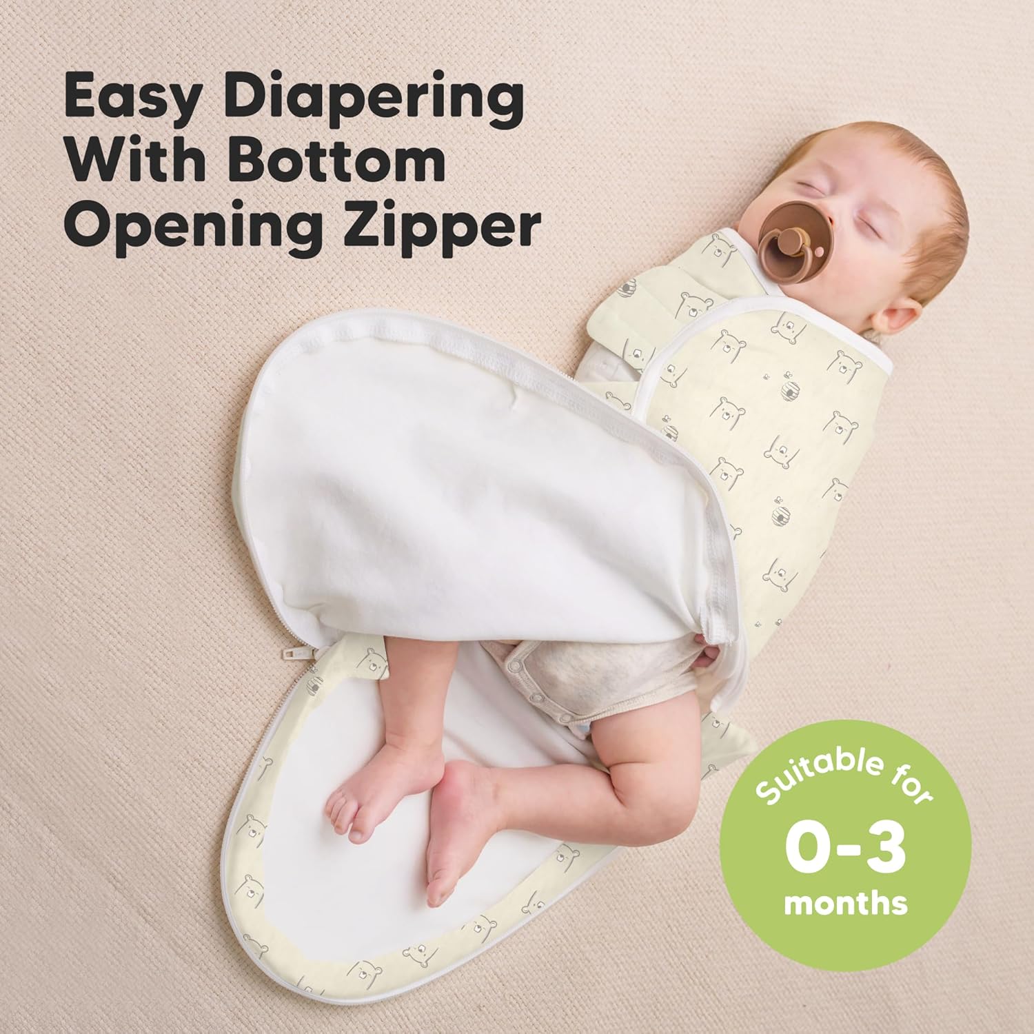 Skiennix Baby Swaddle Sleep Sacks - 3-Pack Zippered Swaddles for Newborns 0-3 Months | Soft & Durable Design
