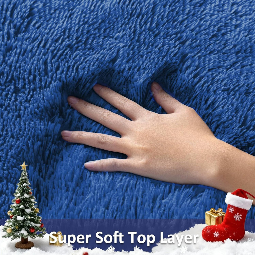 Ophanie 5x8 Blue Area Rug - Soft Plush Shaggy Carpet for Living Room & Kids' Nursery Decor