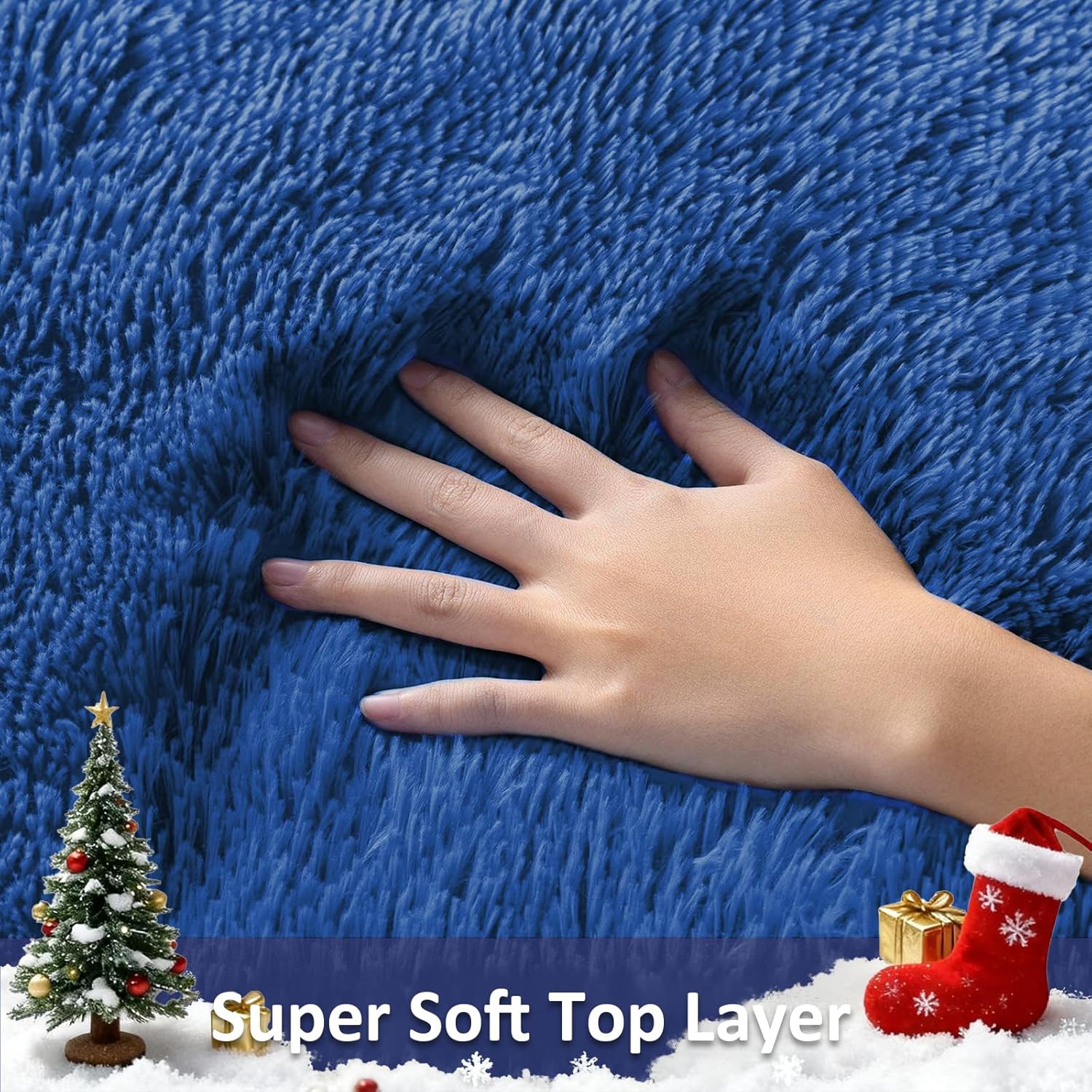 Ophanie 5x8 Blue Area Rug - Soft Plush Shaggy Carpet for Living Room & Kids' Nursery Decor