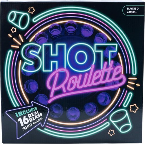 Endless Games Roulette Party Game - Spin the Wheel Challenge with Real Glass Mini Cups | Fun for 2+ Players
