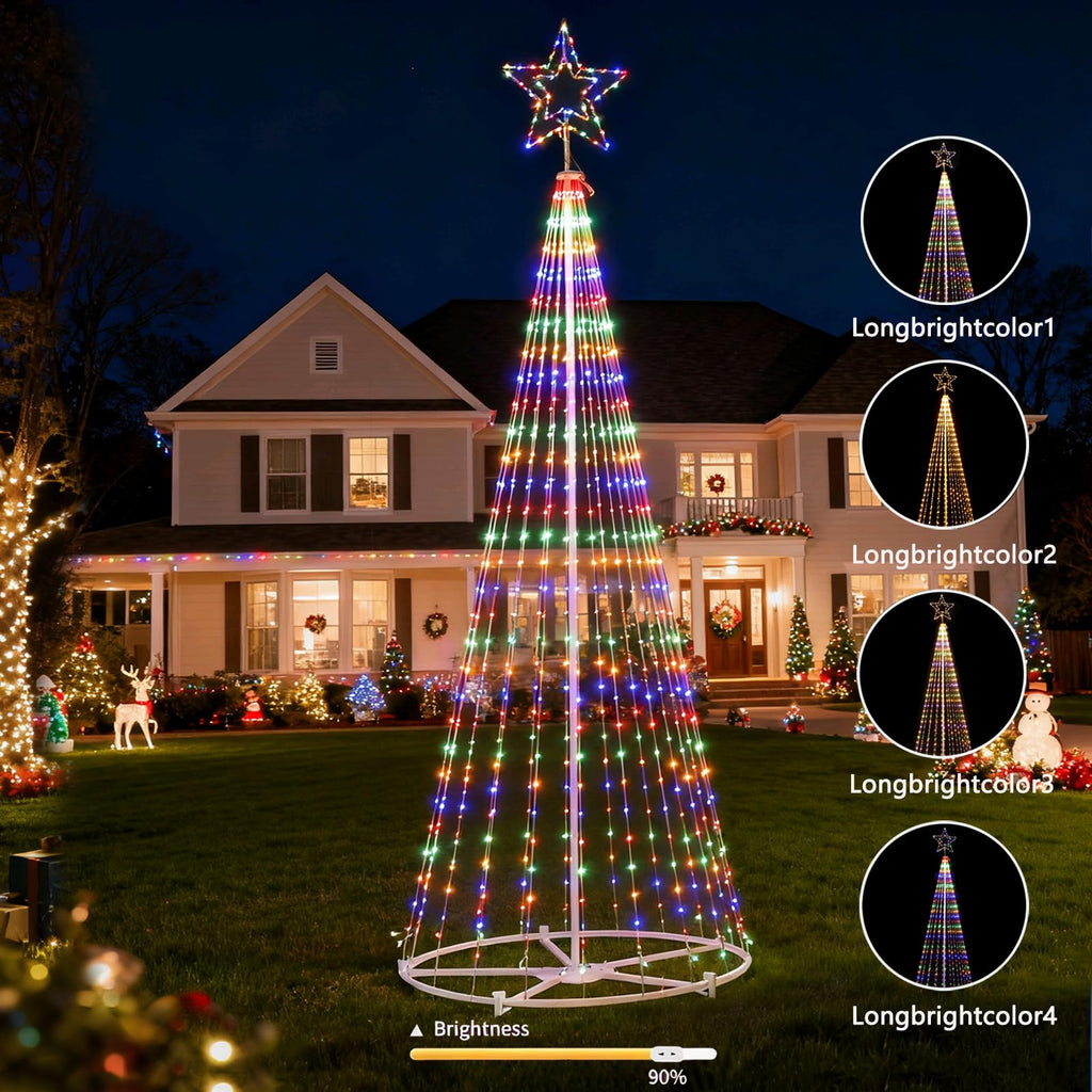 12FT Outdoor Lighting Christmas Tree 650 LED Light Show Christmas Tree with 8 Modes Timer Remote,Tall Star Topped Artificial Christmas Trees Arbol de Navidad for Porch Yard Patio Indoor