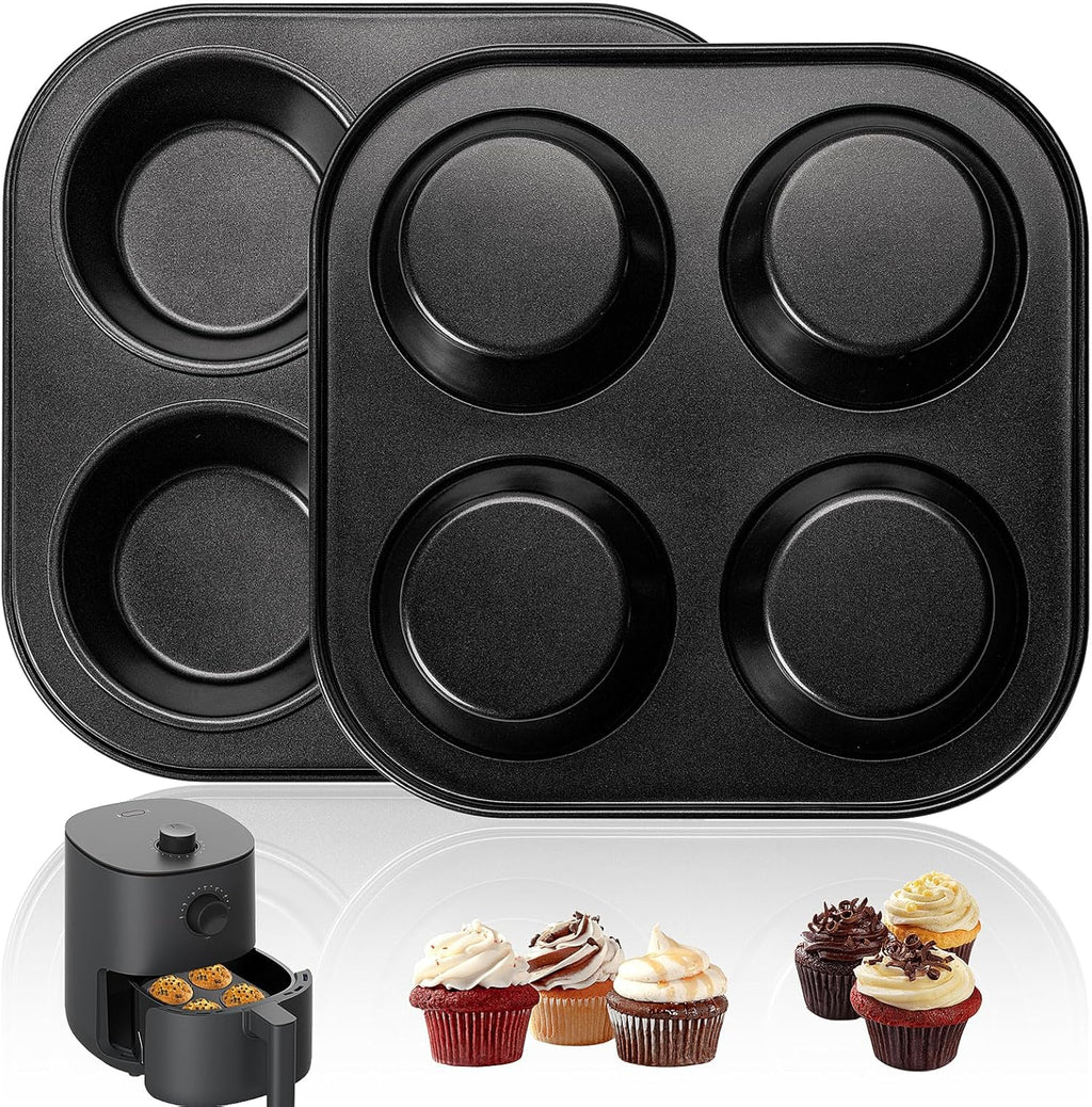 Yomvzake Air Fryer Muffin Pan - Nonstick 2-Pack Cupcake Molds for Toaster Oven & Small Ovens