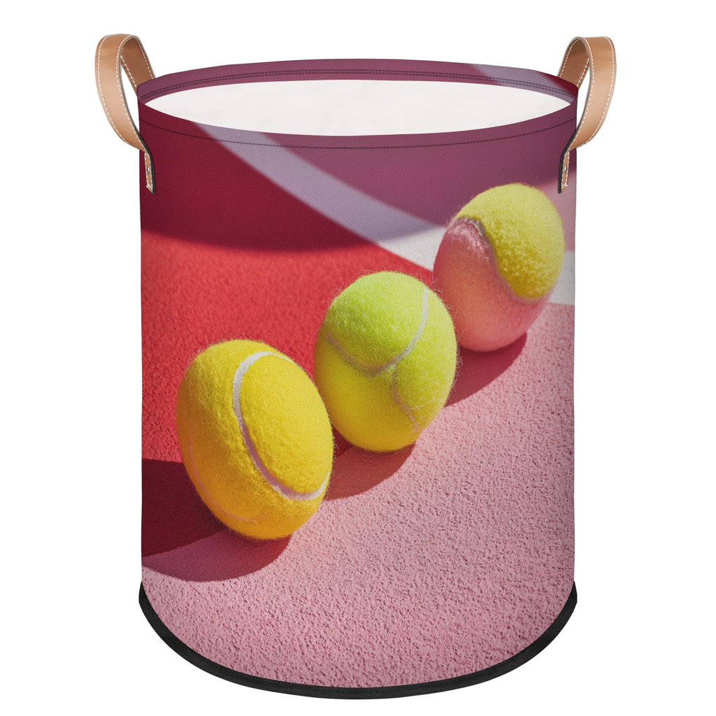 FZDXZJJ Large Round Laundry Storage Basket - Tennis Bin with Handles, Collapsible Box for Home, Office, Toy Organizer, Bedroom, Lving Room, Home Decor