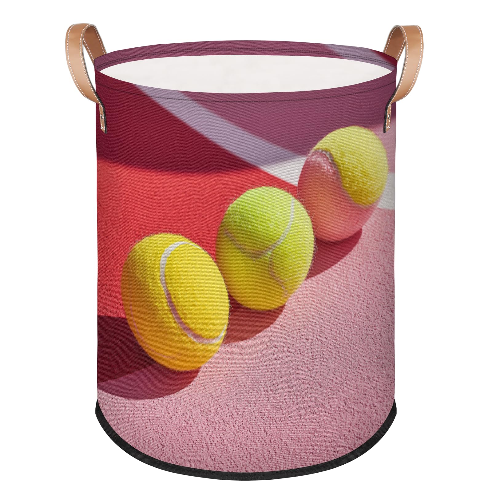 FZDXZJJ Large Round Laundry Storage Basket - Tennis Bin with Handles, Collapsible Box for Home, Office, Toy Organizer, Bedroom, Lving Room, Home Decor