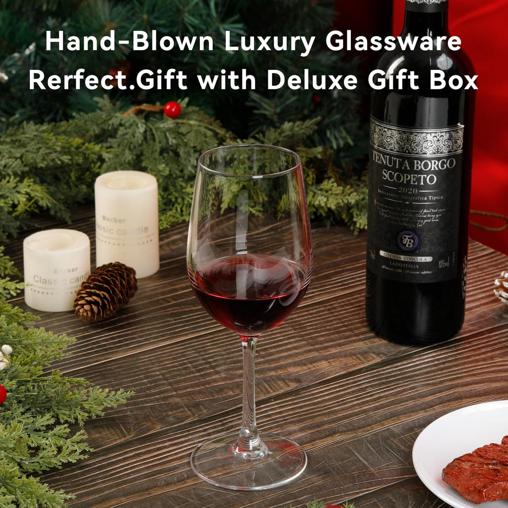 Red Wine Glasses Set of 4, 11oz, Premium Crystal Wine Glasses Hand Blown, Unique Birthday Gift or Wedding Anniversary