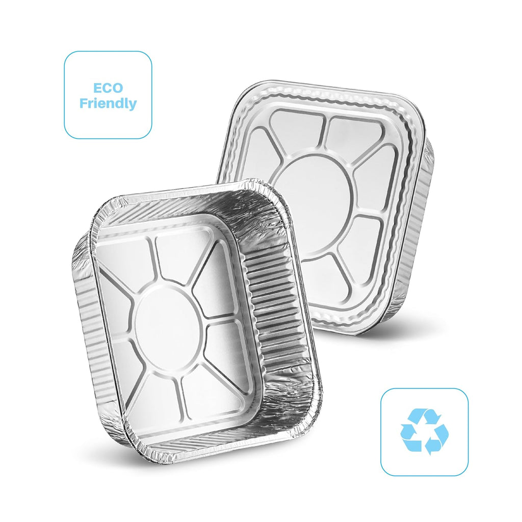 MontoPack 8” Disposable Aluminum Foil Baking Pans - 20 Pack | Versatile 8 x 8 Cake Pan for Broiling, Roasting & Meal Prep