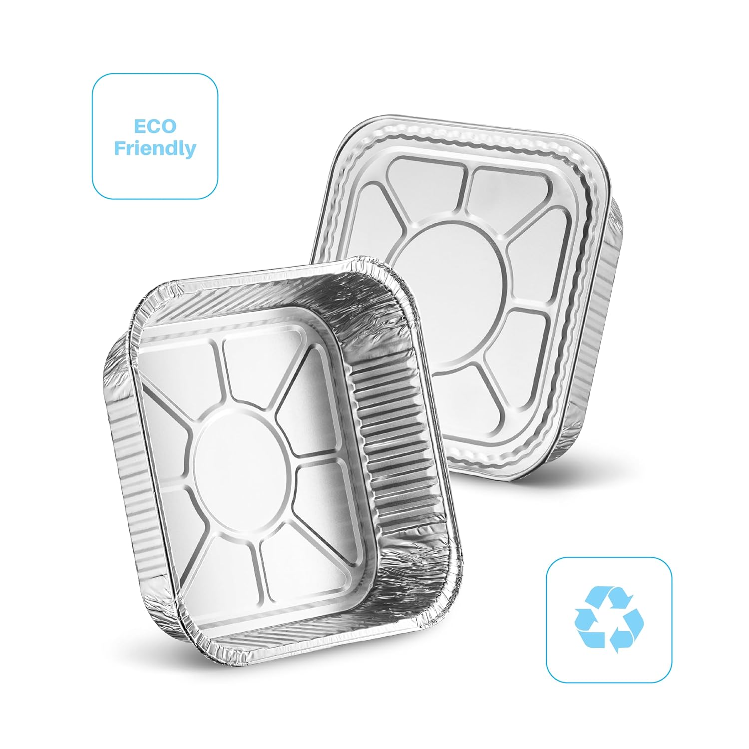 MontoPack 8” Disposable Aluminum Foil Baking Pans - 20 Pack | Versatile 8 x 8 Cake Pan for Broiling, Roasting & Meal Prep