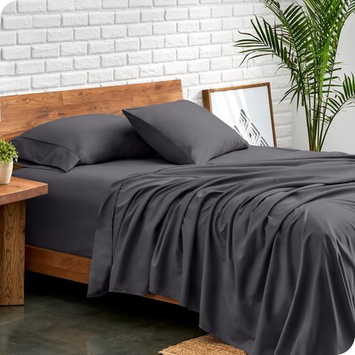 Bare Home Queen Sheet Set - Ultra-Soft 1800 Microfiber Bedding - Deep Pockets - 4 Piece Set | Forged Iron Grey