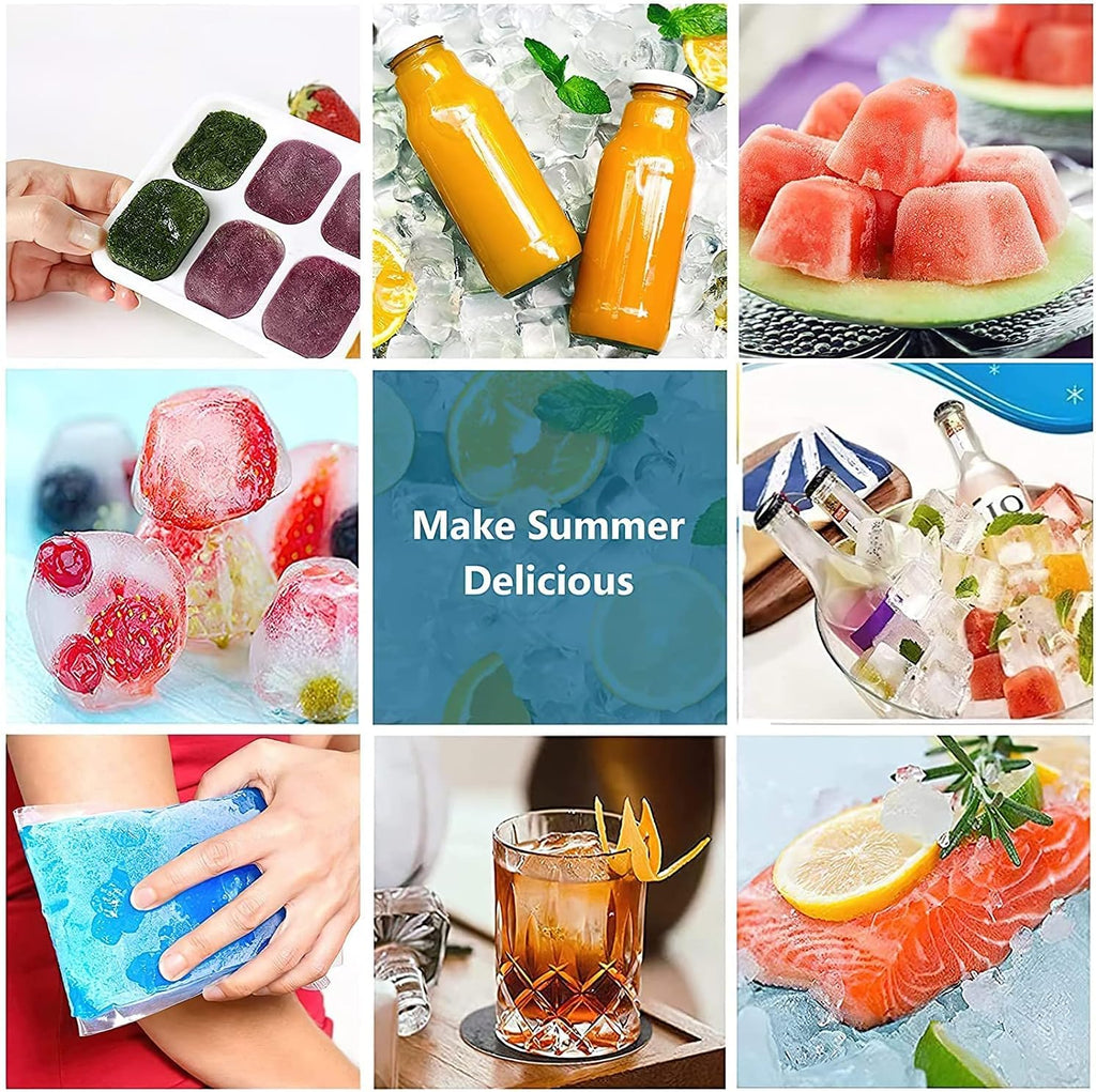 Airabc Silicone Ice Cube Trays - Easy-Release 14-Cube Design, BPA Free & Stackable | 4 Pack