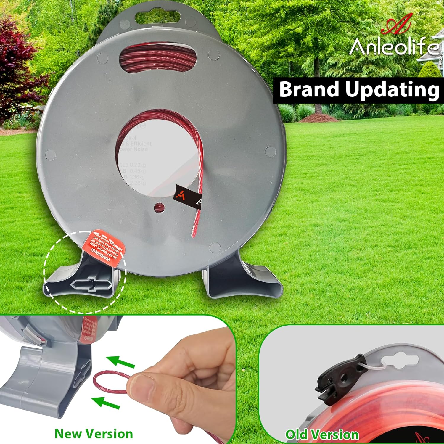Anleolife Heavy Duty Twisted .095-Inch Dual Core Trimmer Line - 393 Ft with Built-In Cutter