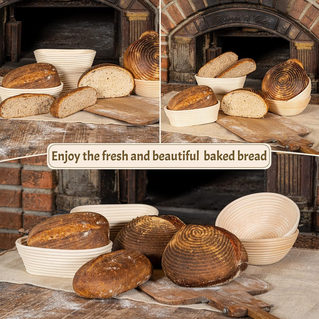 Banneton Bread Proofing Basket - 10 Inch Oval Set of 2 | Ideal for Artisan Sourdough Baking