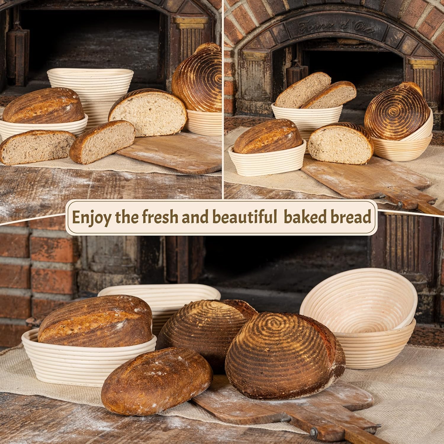 Banneton Bread Proofing Basket - 10 Inch Oval Set of 2 | Ideal for Artisan Sourdough Baking