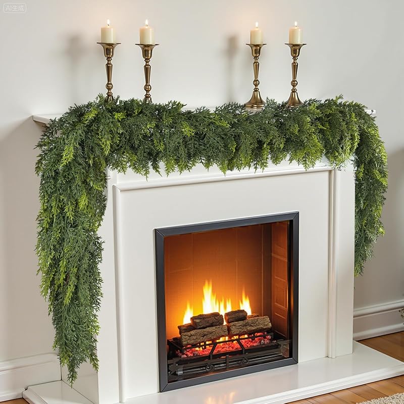 2 x 9FT Cedar Garland – Real-Touch Greenery for Mantle Decor (Variation of THIS listing: 2+9FT)