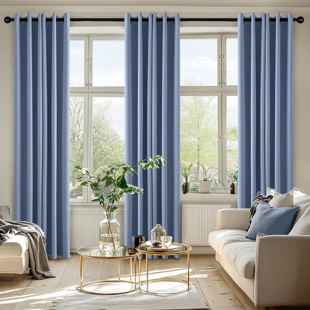 MIULEE Denim Blue Blackout Curtains - Thermal Insulated Room Darkening Drapes | 72 Inches Long, 2 Panels