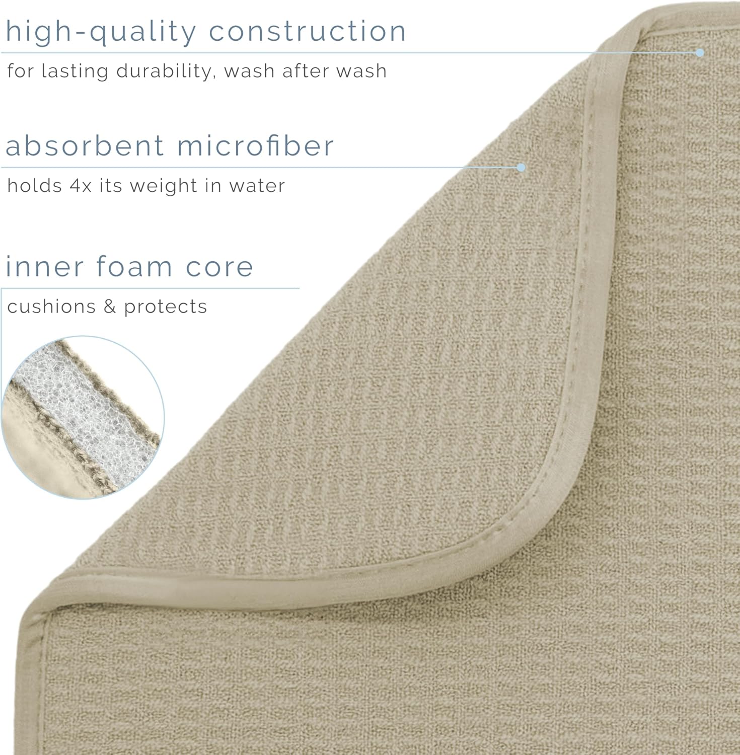 S&T INC. Jumbo Dish Drying Mat - Absorbent Microfiber Kitchen Counter Pad, 18” x 30”, Pure Cashmere