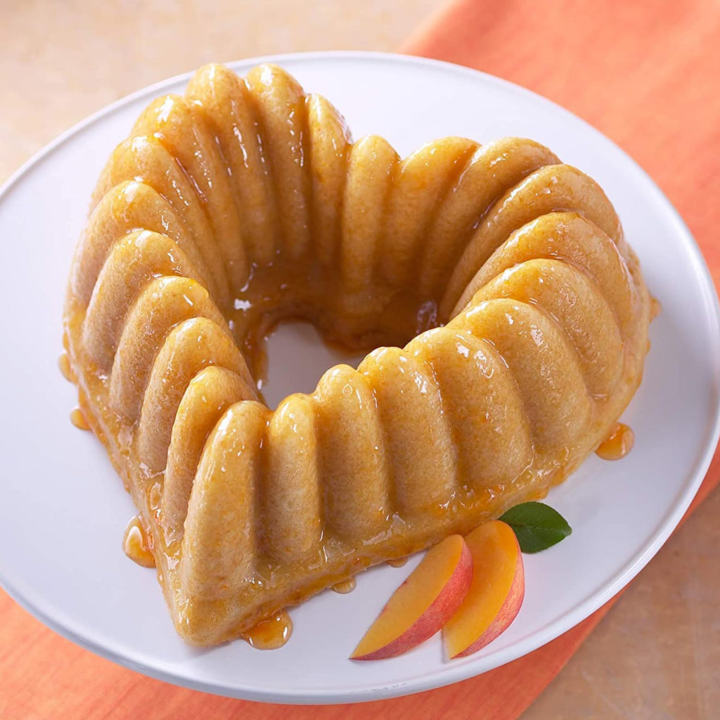 Kundalini Heart Shaped Cake Pan, 2PCS 9 Inch Heart Fluted Tube Cake Pans, Nonstick Silicone Cake Molds for Making Wedding, Valentine's Day and Family Cakes