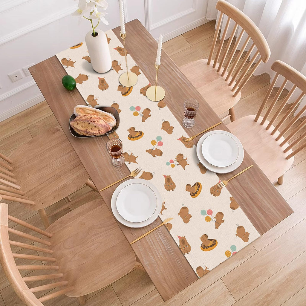 Buxiuer Capybara Birthday Party Decorations Capibara Table Runner Kids Cute Animals Dining Room Home Kitchen Table Decor