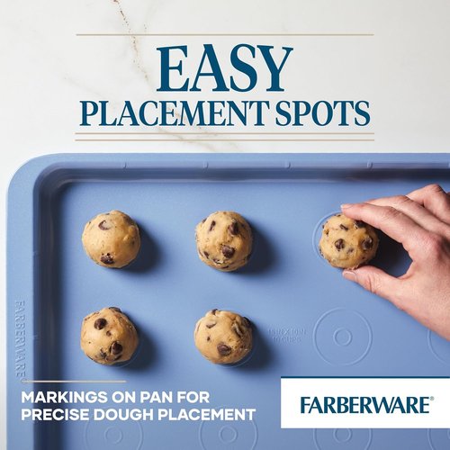 Farberware Nonstick Baking Set - 4 Piece Bakeware Set with Cookie Pans, Loaf Pan & Cake Pan - Blue