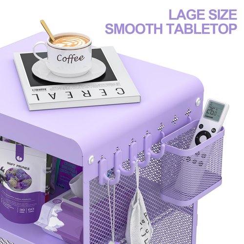 SYKIARIOL Kids Nightstand,Kids Bedside Table,Teen Girls Night Stand,Toddler Night Stand,End Table for Girls Room Storage,Purple Nightstand