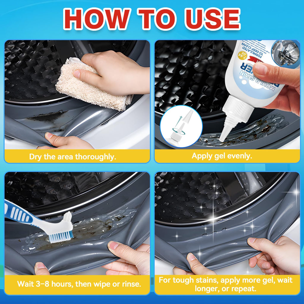 Melanther Mold Remover Gel – Effective Washing Machine Cleaner for Gasket, Mold Stain Remover Gel for Bathroom, Grout, Tile, Shower, Sink, Caulk - All-Purpose Household Cleaner Gel