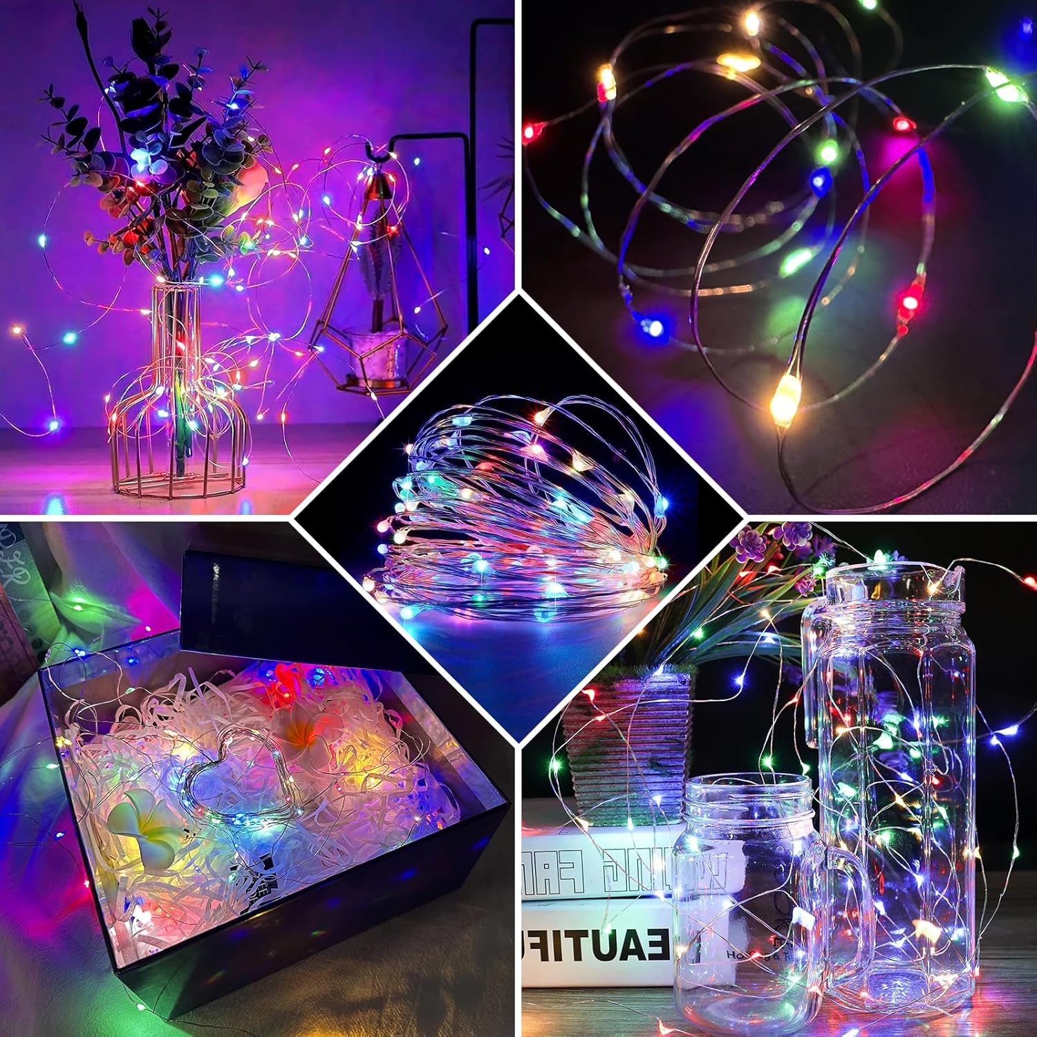 Skiennix 20 LED Fairy String Lights - 7Ft Waterproof Twinkle Lights for Weddings & Parties | Multicolor